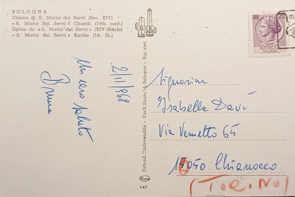 Cartolina - Bologna - Chiesa di S. Maria dei Servi …