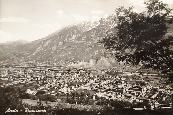 Cartolina - Aosta - Panorama - 1959
