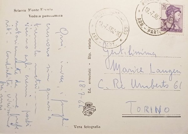 Cartolina - Sciacca Monte Kronio ( Agrigento ) - Veduta …