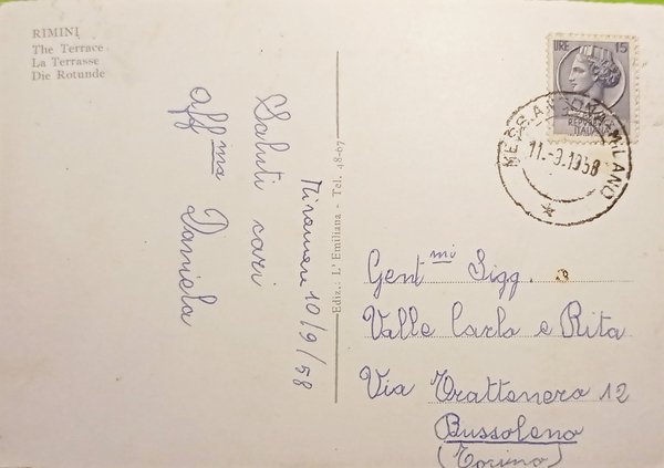 Cartolina - Rimini - La Rotonda - 1958