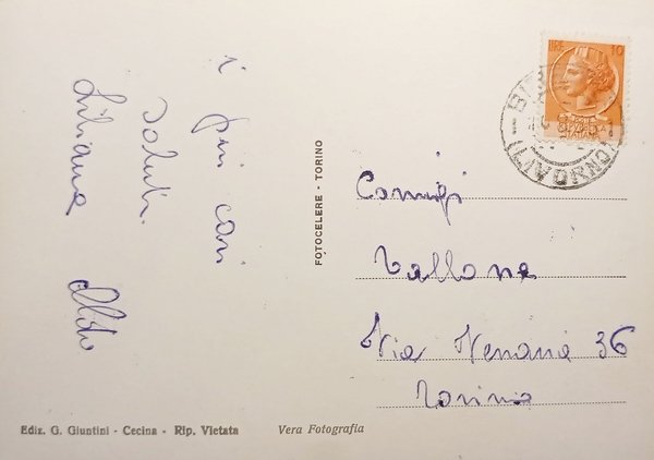 Cartolina - Cecina Mare - La Spiaggia - 1956