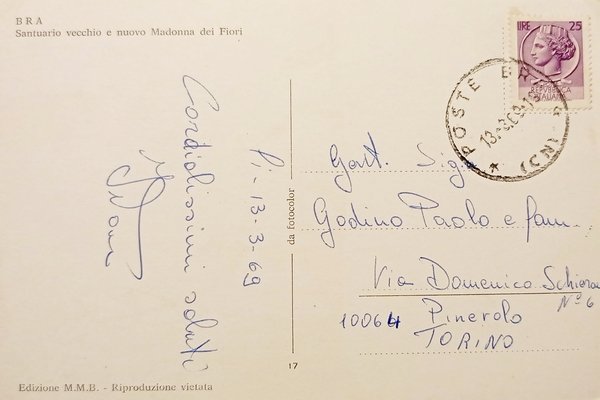 Cartolina - Bra - Santuario vecchio e nuovo Madonna dei …