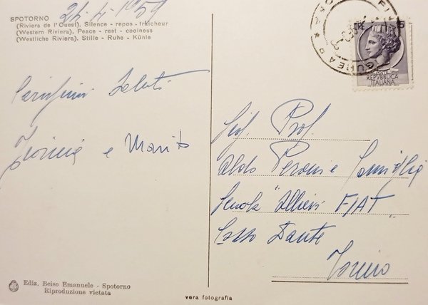 Cartolina - Spotorno - Riviera di Ponente - 1959
