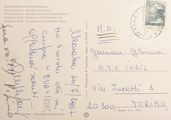 Cartolina - Acquafredda di Maratea (PZ) - Hotel Gabbiano - …