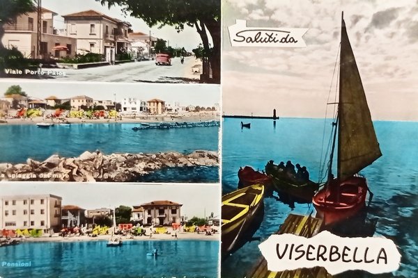 Cartolina - Saluti da Viserbella - Vedute diverse - 1960