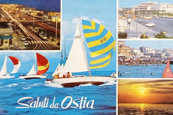 Cartolina - Saluti da Ostia - Vedute diverse - 1968
