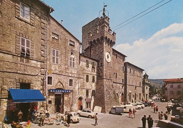 Cartolina - Santa Fiora - Piazza Garibaldi e Torre Aldobrandesca …