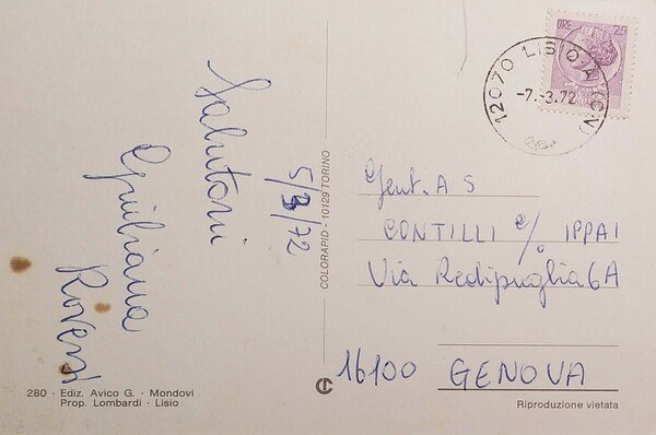 Cartolina - Un Saluto da Lisio ( Cuneo ) - …