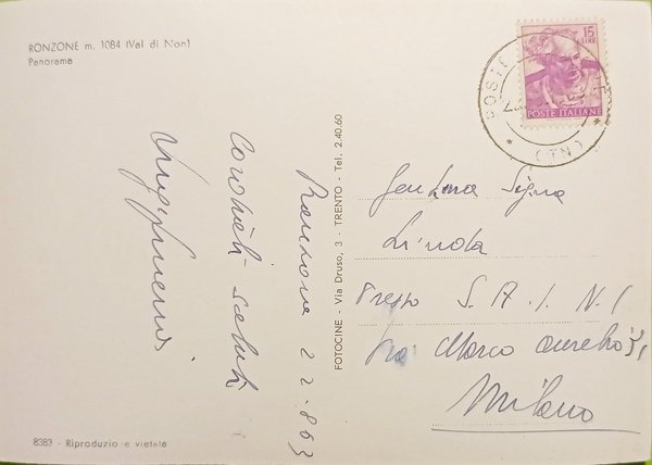 Cartolina - Ronzone ( Val di Non ) - Panorama …