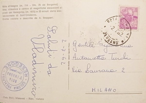Cartolina - Rota Dentro di Rota Imagna ( Bergamo ) …