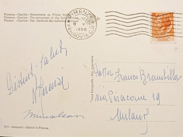 Cartolina - Firenze - Cascine - Monumento al Principe Indiano …