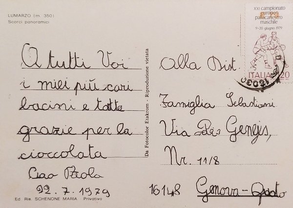 Cartolina - Saluti da Lumarzo - Vedute diverse - 1979