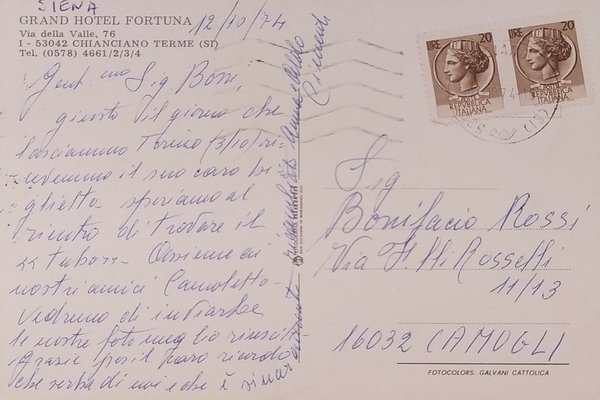 Cartolina - Saluti da Chianciano Terme - Grand Hotel Fortuna …