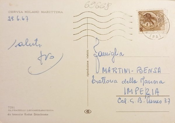 Cartolina - Cervia - Milano Marittima - 1967