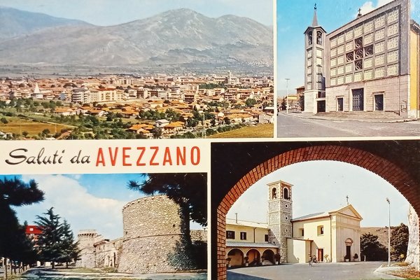 Cartolina - Saluti da Avezzano - Vedute diverse - 1973