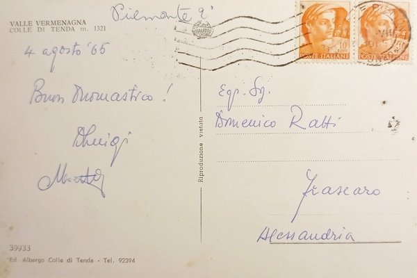 Cartolina - Valle Vermenagna - Colle di Tenda - 1965