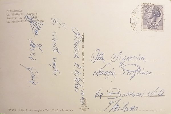 Cartolina - Siracusa - Corso G. Matteotti - 1960