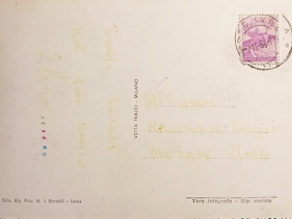 Cartolina - Ivrea - Giardinetti e Lungo Dora - 1954