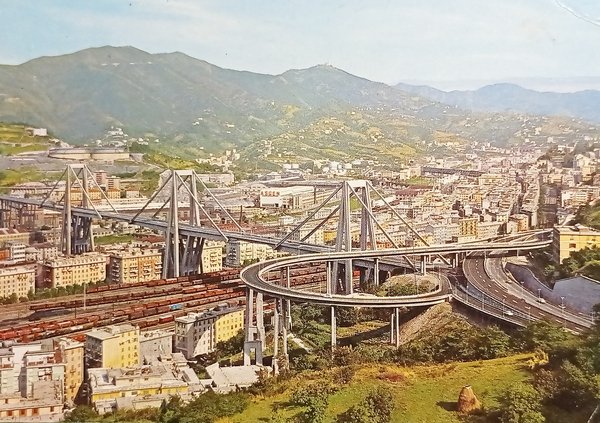 Cartolina - Genova - Il viadotto Polcevera - 1976