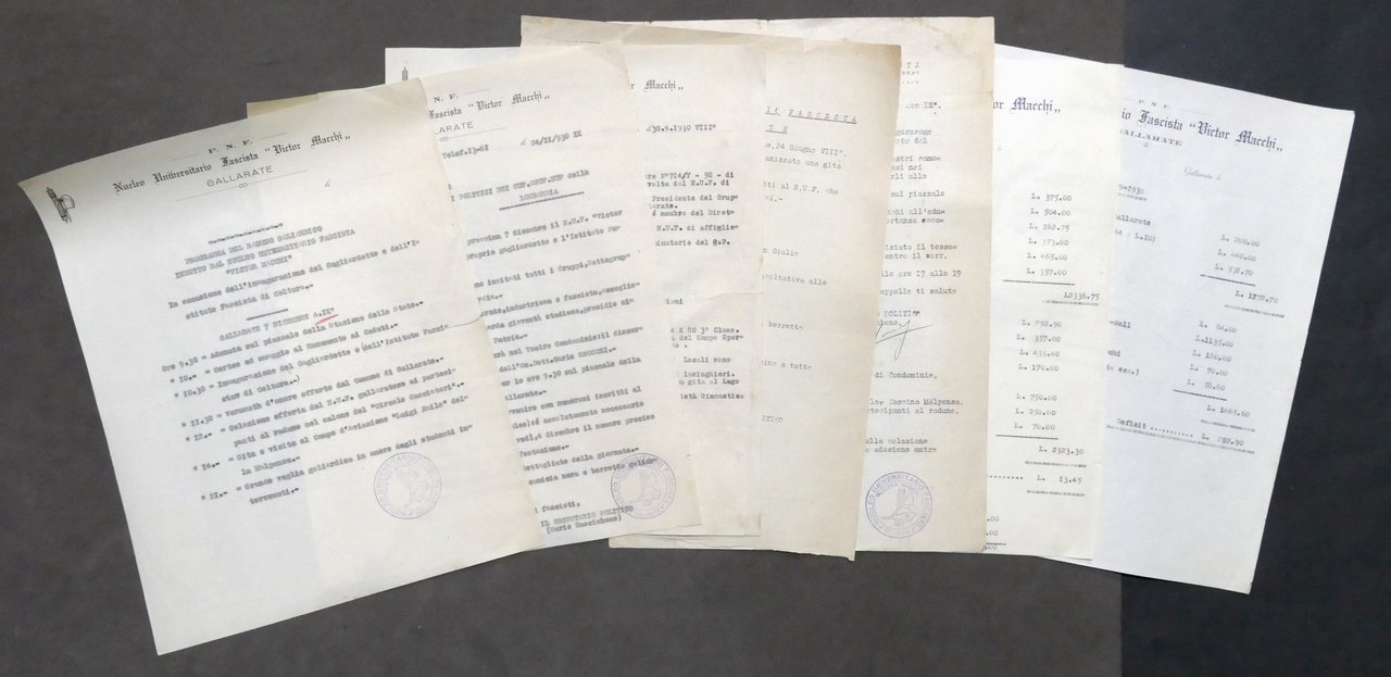 7 lettere Gruppo Universitario Fascista Victor Macchi - Gallarate - …