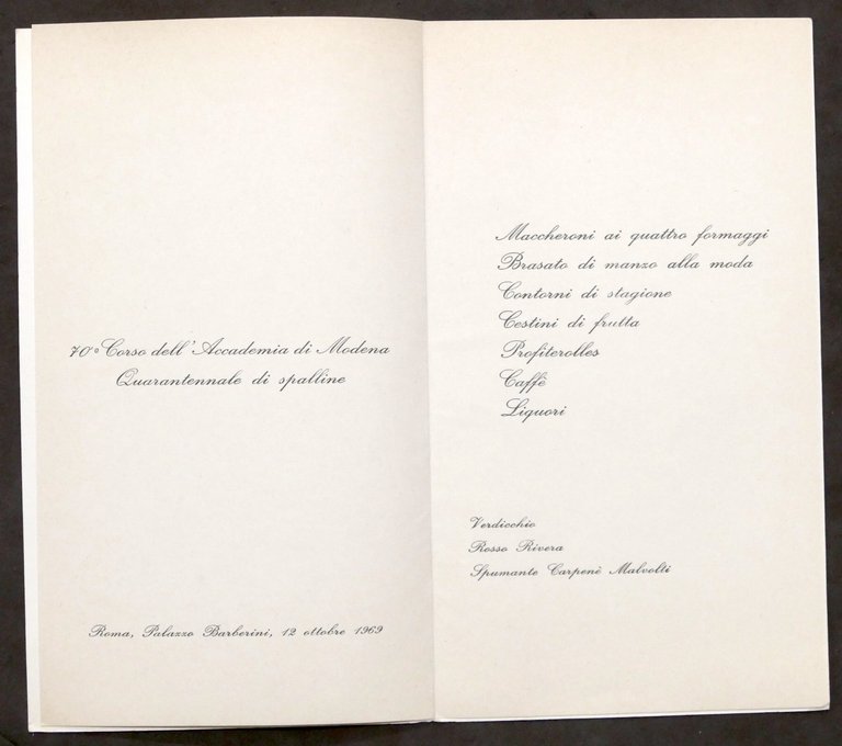70° Corso Accademia di Modena Quarantennale di Spalline - Menu …