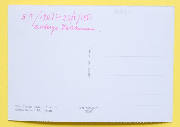 Cartolina Quarna Sopra Albergo Monte Mazzocone 1961