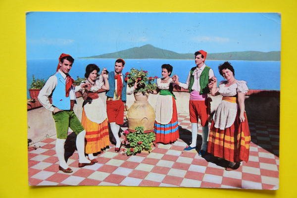Cartolina Sorrento Tarantella E Vesuvio 1950