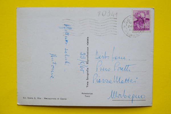 Cartolina Roccaporena Di Cascia Casa del Pellegrino 1965