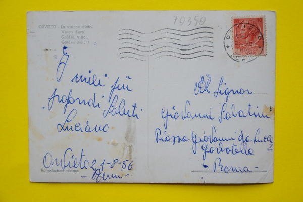Cartolina Orvieto La Visione D'Oro 1956