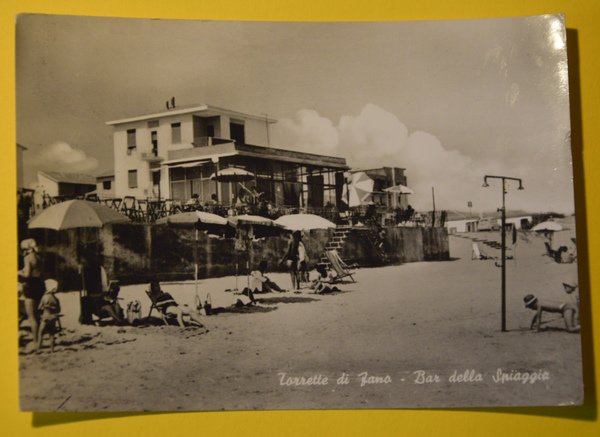 Cartolina Torrette Di Fano Bar Della Spiaggia 1962