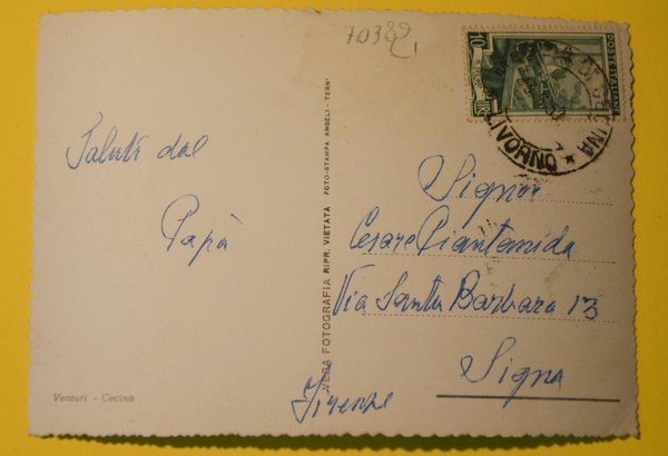 Cartolina Cecina Mare Spiaggia 1950