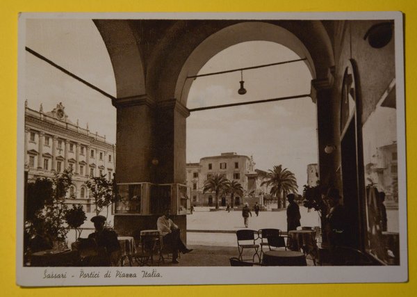 Cartolina Sassari Portici Piazza Italia 1950