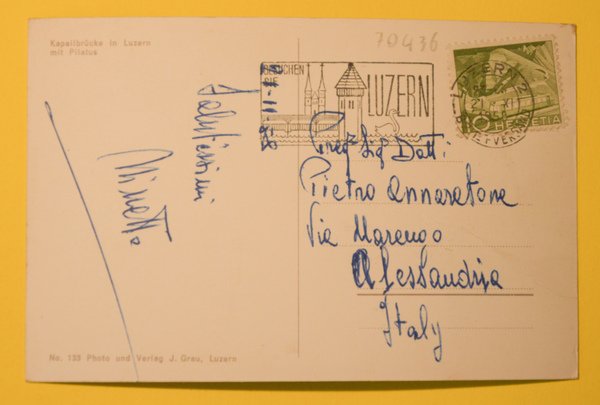 Cartolina Kapellbrucke In Luzern 1960