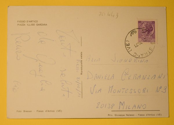 Cartolina Fiesso D'Artico Piazza Illido Garzara 1971