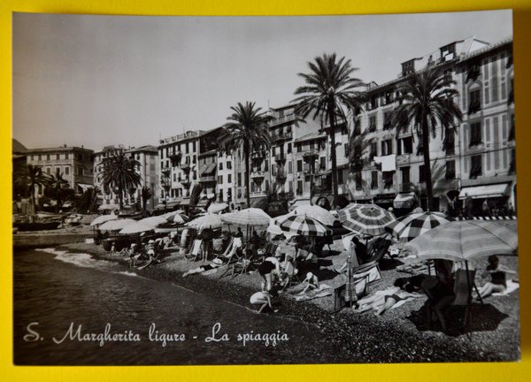 Cartolina S. Margherita Ligure La Spiaggia 1955