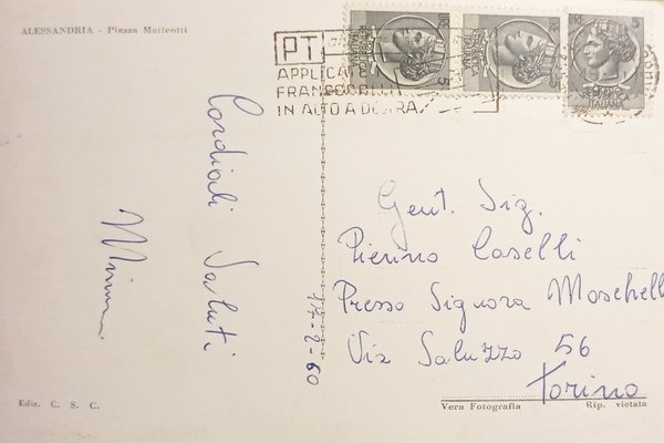 Cartolina - Alessandria - Piazza Matteotti - 1960