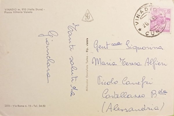 Cartolina - Vinadio ( Valle Stura ) - Piazza Vittorio …