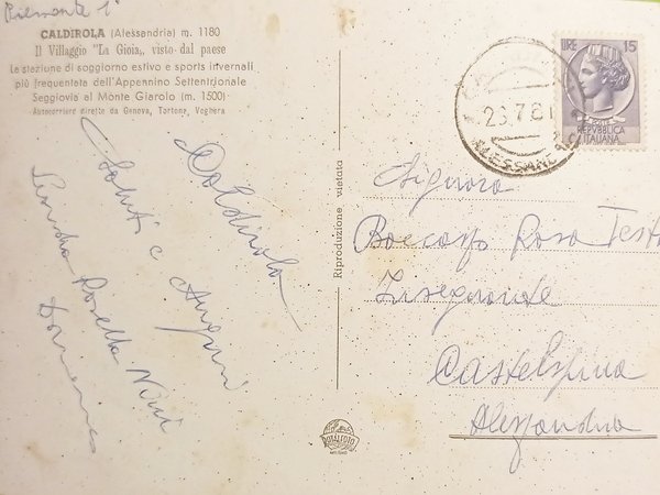 Cartolina - Caldirola - Il Villaggio La Gioia - 1961
