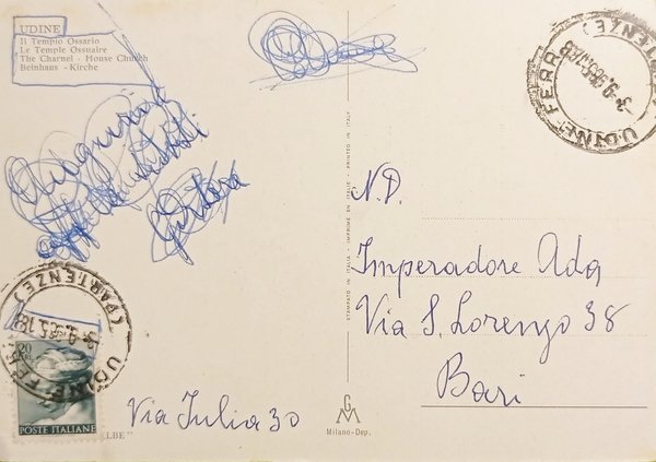 Cartolina - Udine - Il Tempio Ossario - 1965