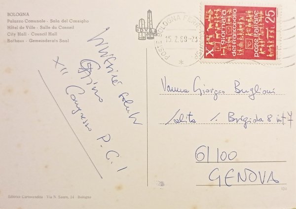 Cartolina - Bologna - Palazzo Comunale - Sala del Consiglio …