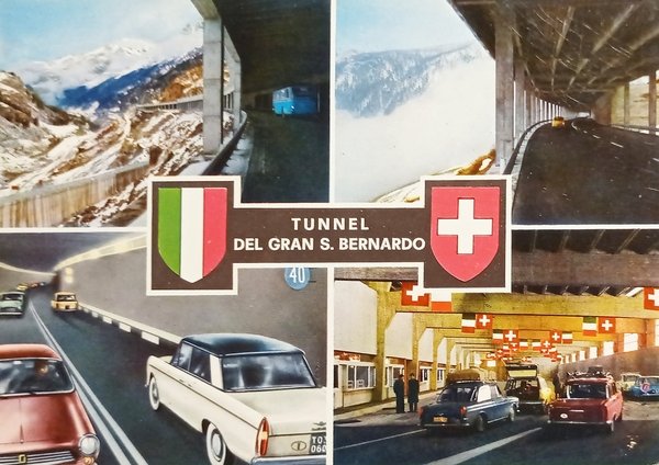 Cartolina - Tunnel del Gran S. Bernardo - Vedute diverse …