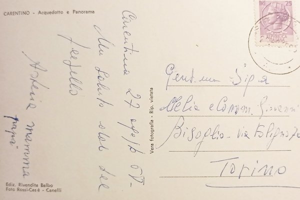 Cartolina - Carentino - Acquedotto e Panorama - 1965