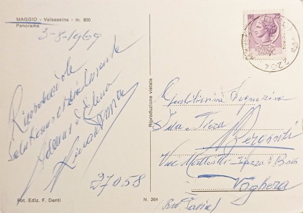 Cartolina - Maggio - Valsassina - Panorama - 1958