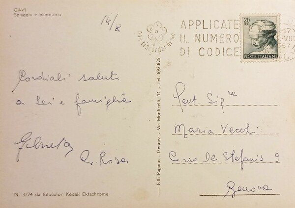 Cartolina - Cavi - La Spiaggia e Panorama - 1967