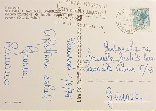 Cartolina - Turismo - Saluti dal Parco Nazionale d'Abruzzo - …