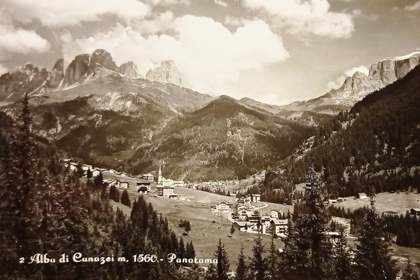 Cartolina - Alba di Canazei ( Trento ) - Panorama …