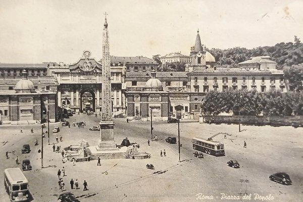 Cartolina - Roma - Piazzale del Popolo - 1955