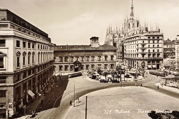 Cartolina - Milano - Piazza Fontana - 1953