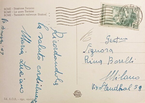 Cartolina - Roma - Stazione Termini - 1956
