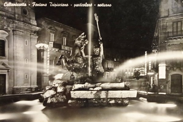 Cartolina - Caltanissetta - Fontana - Particolare - Notturno - …